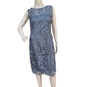 Adriana Papell Lace Sheath Dress, Size 8, Sleeveless Formal Cocktail Gown, NEW